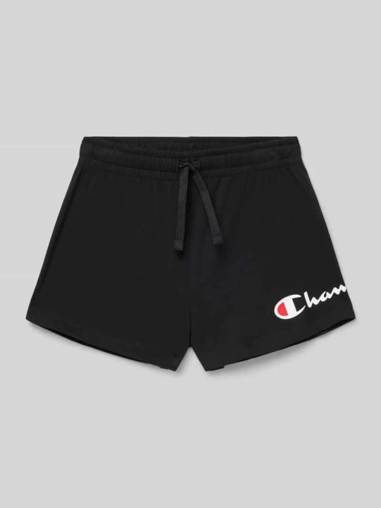 Zdjęcie produktu Szorty z dzianiny dresowej o kroju regular fit z nadrukiem z logo Champion Czarny