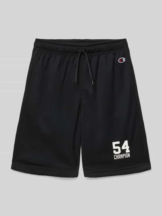 Zdjęcie produktu Szorty z dzianiny dresowej o kroju regular fit z nadrukiem z logo Champion Czarny