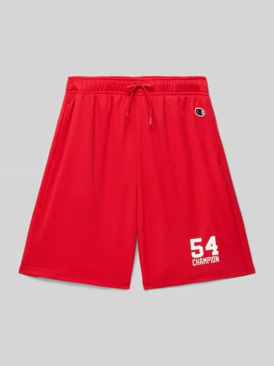 Zdjęcie produktu Szorty z dzianiny dresowej o kroju regular fit z nadrukiem z logo Champion Czerwony