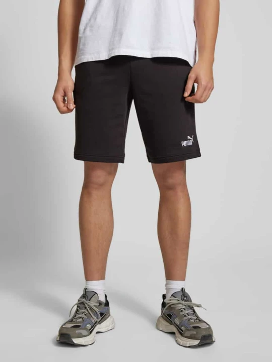 Zdjęcie produktu Szorty z dzianiny dresowej o kroju regular fit z wyhaftowanym logo model ‘ESS No. 1’ Puma Czarny