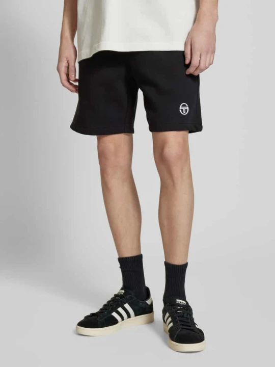 Zdjęcie produktu Szorty z dzianiny dresowej o kroju regular fit z wyhaftowanym logo model ‘SIMBA’ Sergio Tacchini Czarny