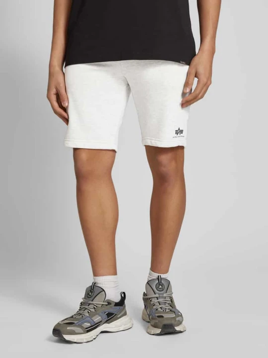 Zdjęcie produktu Szorty z dzianiny dresowej z elastycznym pasem i tunelem Alpha Industries Jasnoszary melanż
