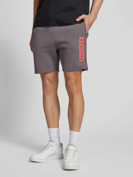 Zdjęcie produktu Szorty z dzianiny dresowej z elastycznym pasem i tunelem Alpha Industries Antracytowy