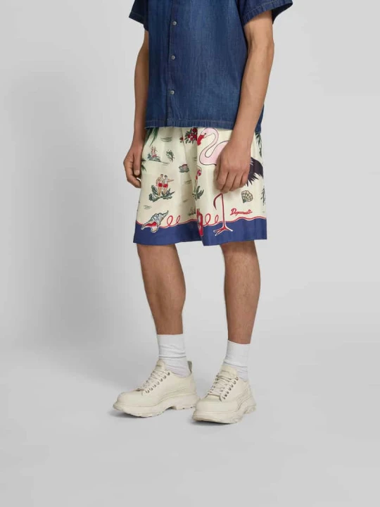 Zdjęcie produktu Szorty z jedwabiu z czystego jedwabiu Dsquared2 Złamany biały
