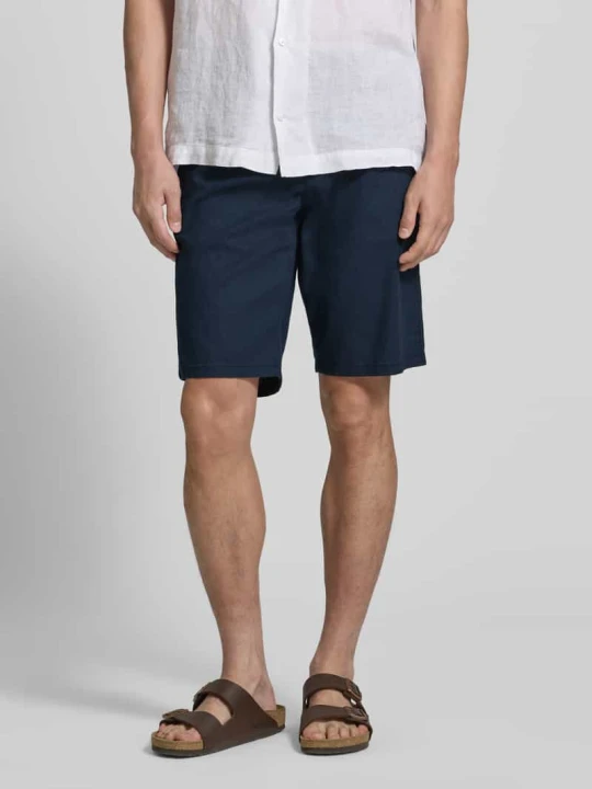 Zdjęcie produktu Szorty z lnu w kroju regular fit z mieszanki lnu i bawełny Tom Tailor Granatowy