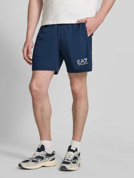 Zdjęcie produktu Szorty z logo i elastycznym pasem EA7 Emporio Armani Ciemnoniebieski