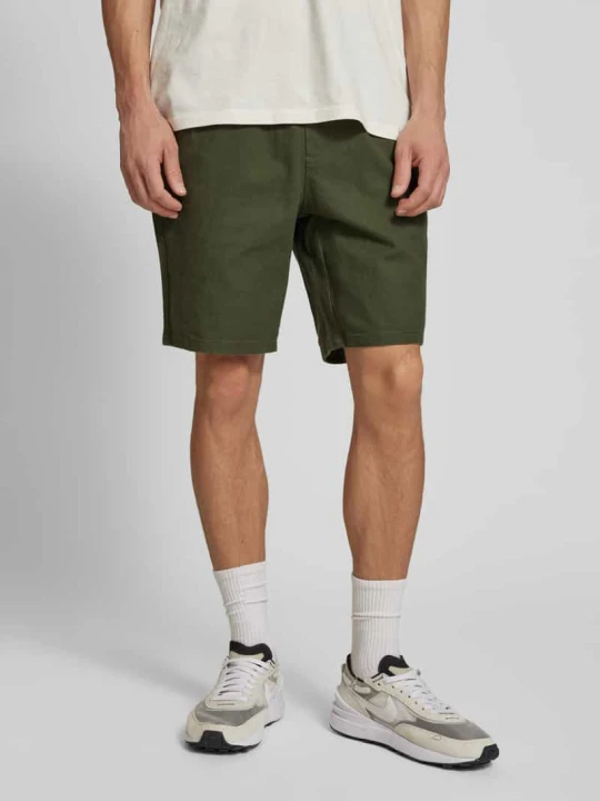 Zdjęcie produktu Szorty z mieszanki bawełny i lnu model ‘LINUS’ Only & Sons Oliwkowy