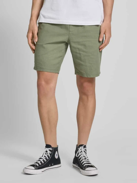 Zdjęcie produktu Szorty z mieszanki bawełny i lnu model ‘LINUS’ Only & Sons Zielony