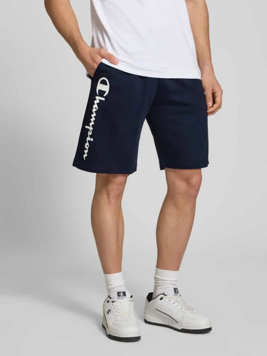 Zdjęcie produktu Szorty dresowe z nadrukiem z logo i haftem Champion Granatowy