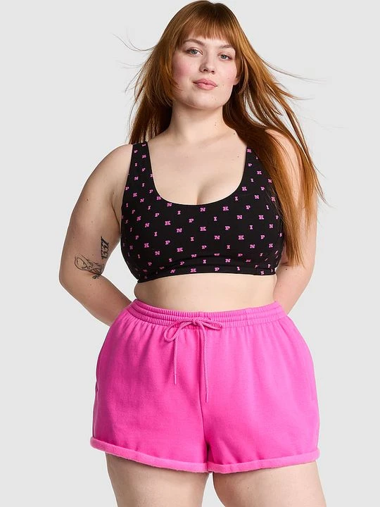 Zdjęcie produktu PINK Szorty bawełniane z podwiniętym brzegiem z polaru Ivy Victoria's Secret