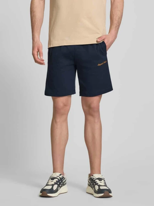 Zdjęcie produktu Szorty dresowe z wyhaftowanym logo model „KARL” Jack&Jones Granatowy