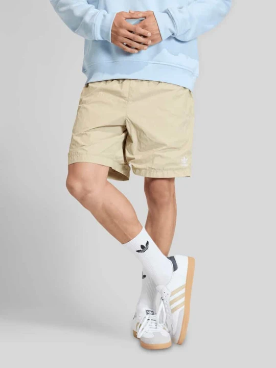 Zdjęcie produktu Szorty z wyhaftowanym logo z czystej bawełny adidas Originals Beżowy