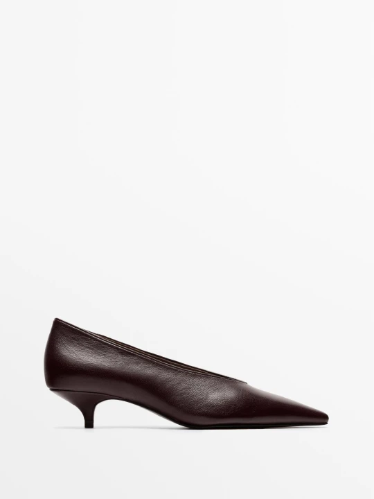 Zdjęcie produktu Szpiczaste Czółenka Na Obcasie - Bordowy - Massimo Dutti - Female
