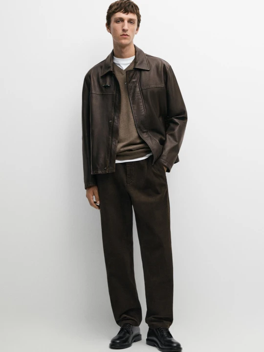 Zdjęcie produktu Sztruksowe Spodnie O Kroju Jogger - Brązowy - Massimo Dutti - Male