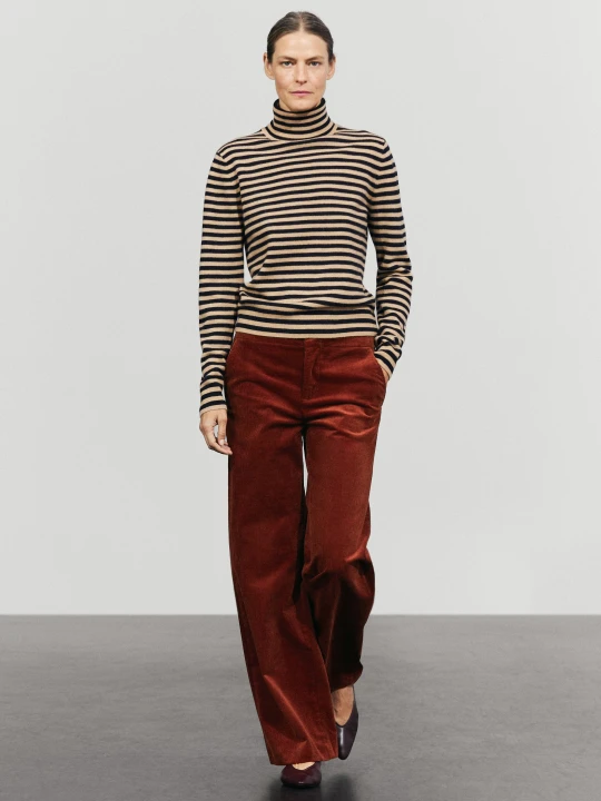 Zdjęcie produktu Sztruksowe Spodnie Palazzo - Czerwonawy - Massimo Dutti - Female