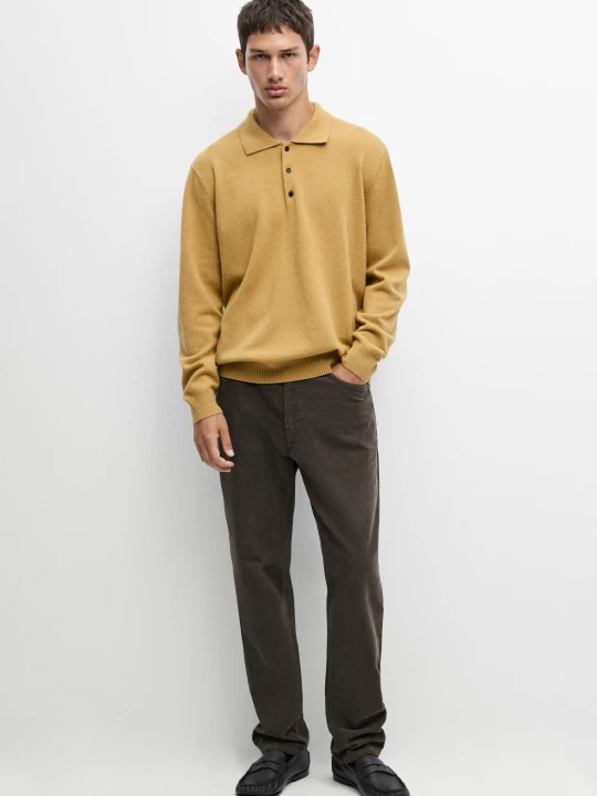 Zdjęcie produktu Sztruksowe Spodnie Tapered Fit - Zielony Khaki - Massimo Dutti - Male