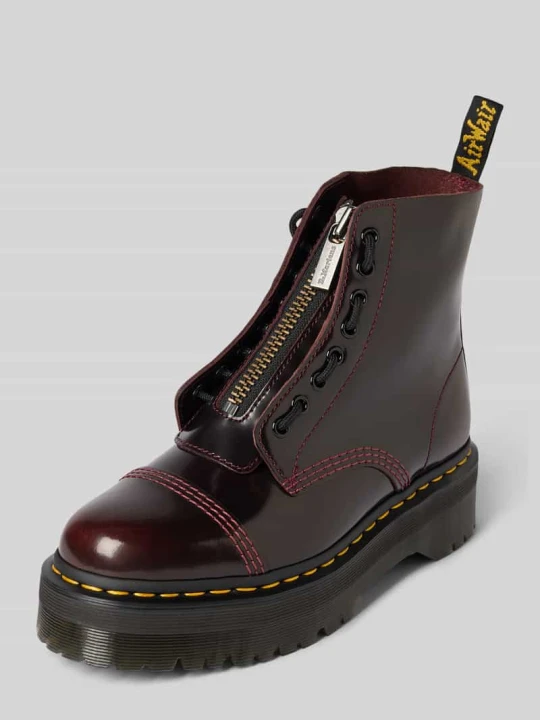 Zdjęcie produktu Sztyblety skórzane z zamkiem błyskawicznym model ‘Sinclair’ Dr. Martens Bordowy
