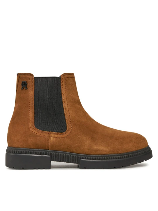 Zdjęcie produktu Sztyblety Tommy Hilfiger Casual Cleated Suede Chelsea FM0FM05037 Brązowy