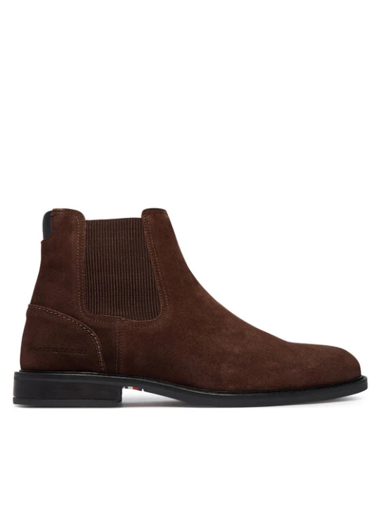 Zdjęcie produktu Sztyblety Tommy Hilfiger Corporate Dressy Suede Chelsea FM0FM05953 Brązowy