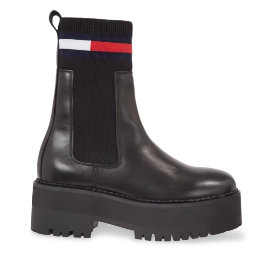 Zdjęcie produktu Sztyblety Tommy Jeans Tjw Flatform Chelsea Sock EN0EN02301 Czarny