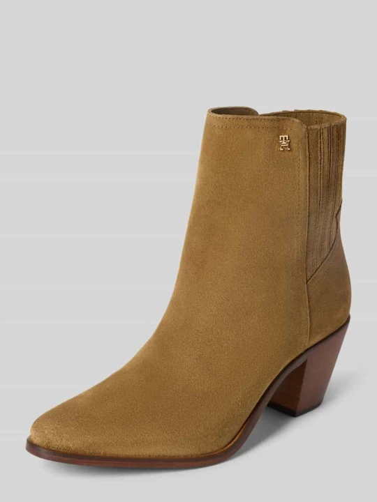 Zdjęcie produktu Sztyblety z naturalnej skóry welurowej Tommy Hilfiger Jasnobrązowy