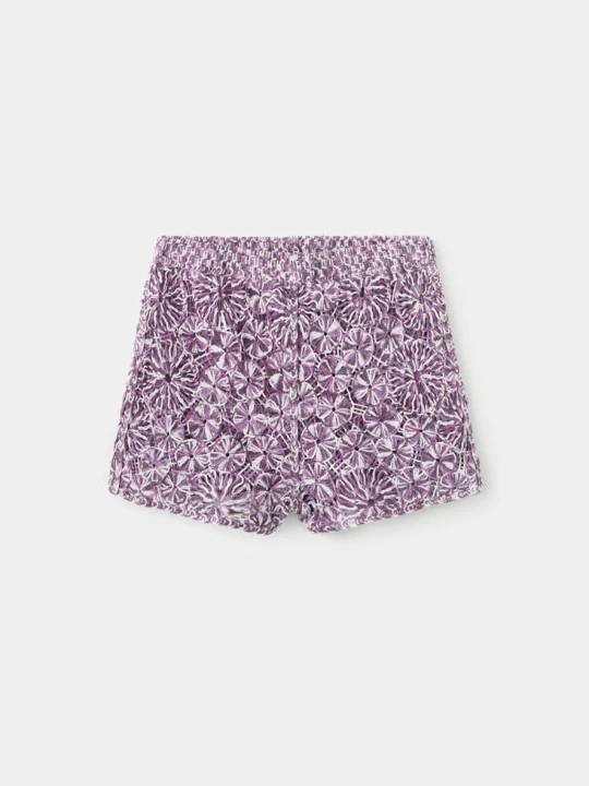 Zdjęcie produktu Szydełkowe spodenki z motywem kwiatów purpurowy - Dzieci - lata - MANGO KIDS