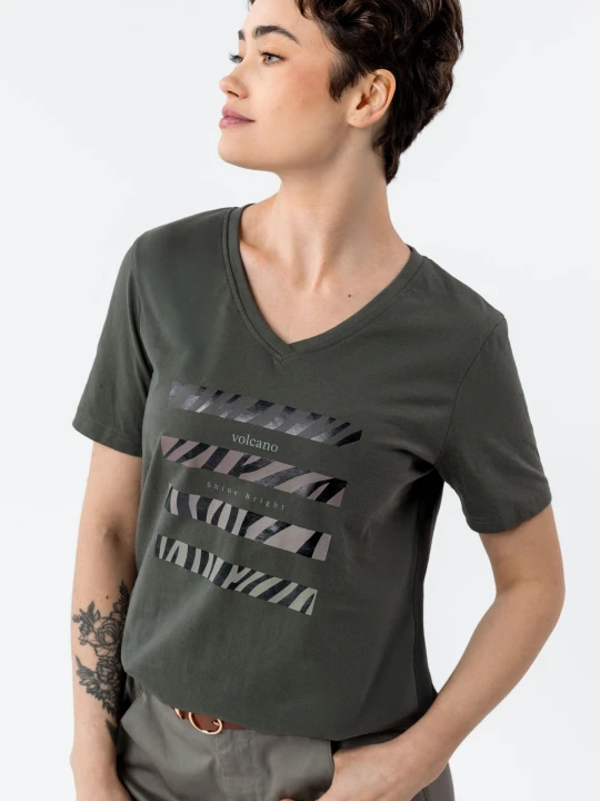 Zdjęcie produktu Koszulka z nadrukiem T-FOUR Volcano Khaki