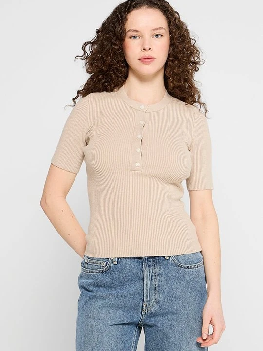 Zdjęcie produktu T-shirt basic Abercrombie & Fitch beżowy