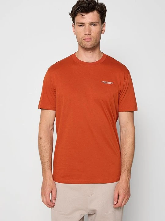 Zdjęcie produktu T-shirt basic Armani Exchange jasnoczerwony melanż