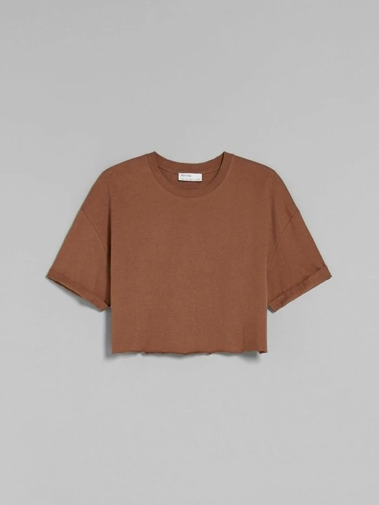 Zdjęcie produktu T-shirt basic Bershka brązowy