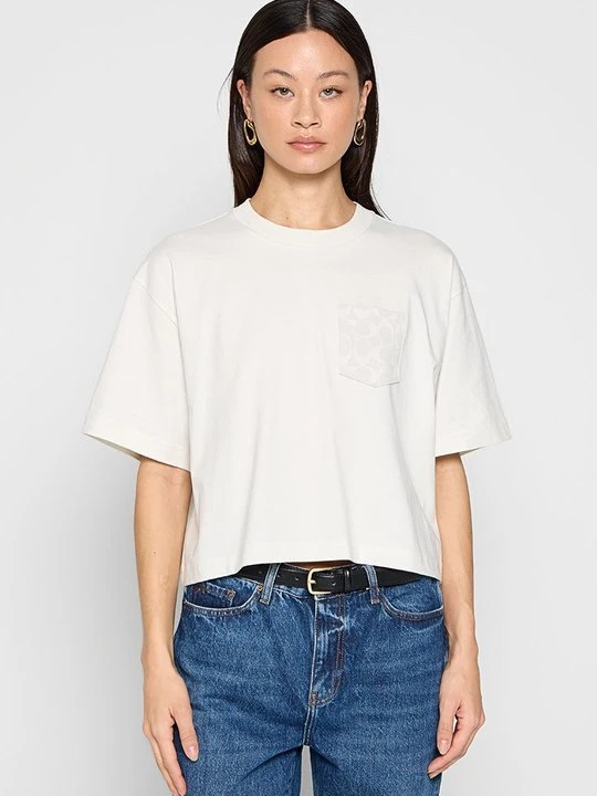 Zdjęcie produktu T-shirt basic Coach mleczny