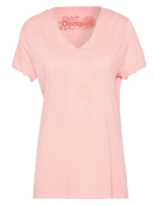 Zdjęcie produktu T-shirt basic Desigual jasnoróżowy