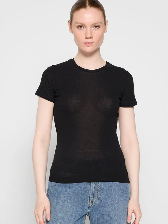 Zdjęcie produktu T-shirt basic Envii metaliczna czerń