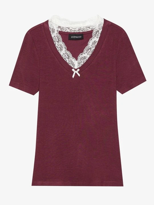 Zdjęcie produktu T-shirt basic Even&Odd bordowy
