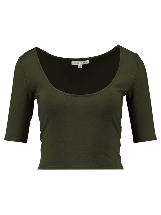 Zdjęcie produktu T-shirt basic Honey Punch oliwkowy melanż
