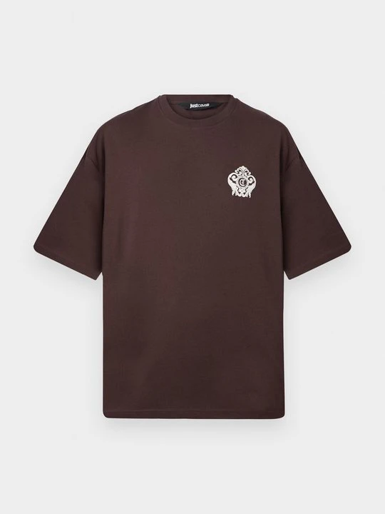 Zdjęcie produktu T-shirt basic Just Cavalli ciemnobrązowy