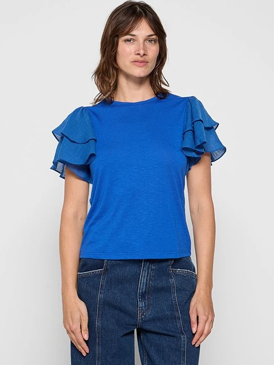 Zdjęcie produktu T-shirt basic Le Jardin du Lin błękit królewski