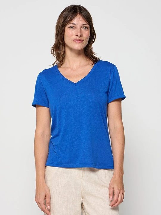 Zdjęcie produktu T-shirt basic Le Jardin du Lin błękit królewski