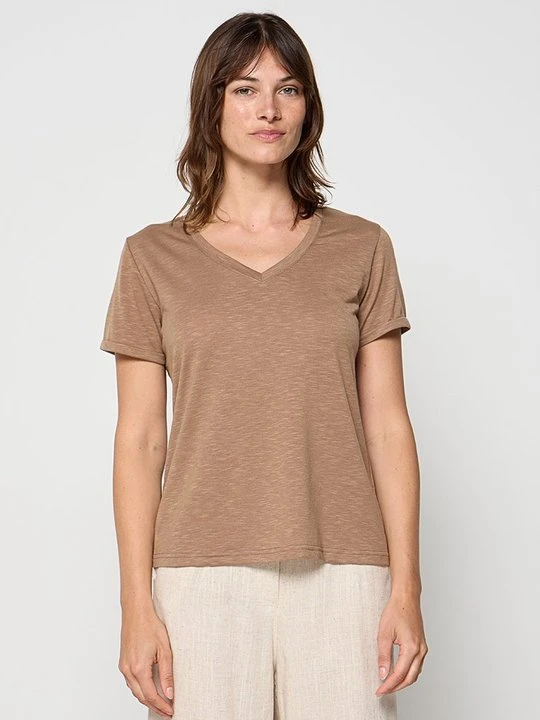Zdjęcie produktu T-shirt basic Le Jardin du Lin brązowy