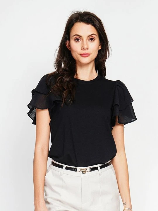 Zdjęcie produktu T-shirt basic Le Jardin du Lin czarny