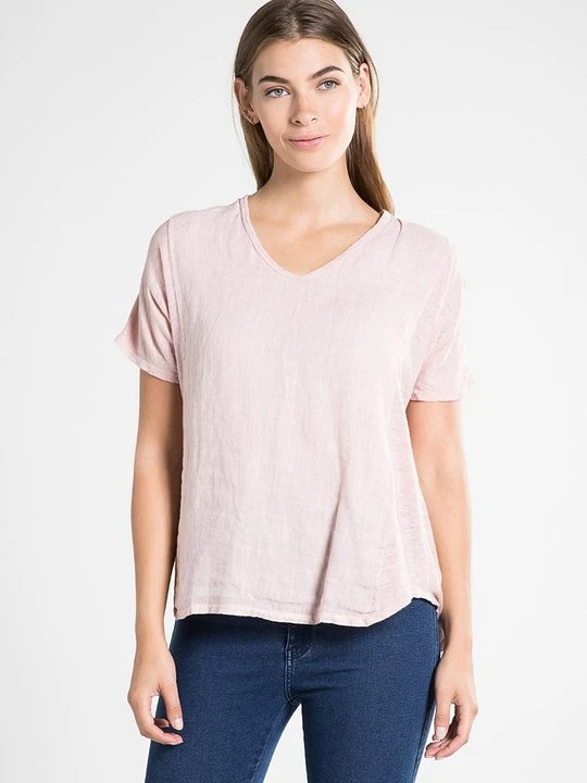 Zdjęcie produktu T-shirt basic Le Jardin du Lin jasnoróżowy