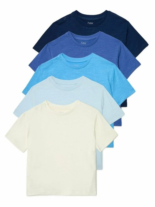 Zdjęcie produktu T-shirt basic Marks & Spencer niebieski melanż