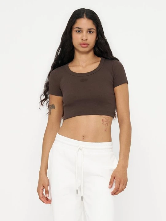 Zdjęcie produktu T-shirt basic Off White brązowy