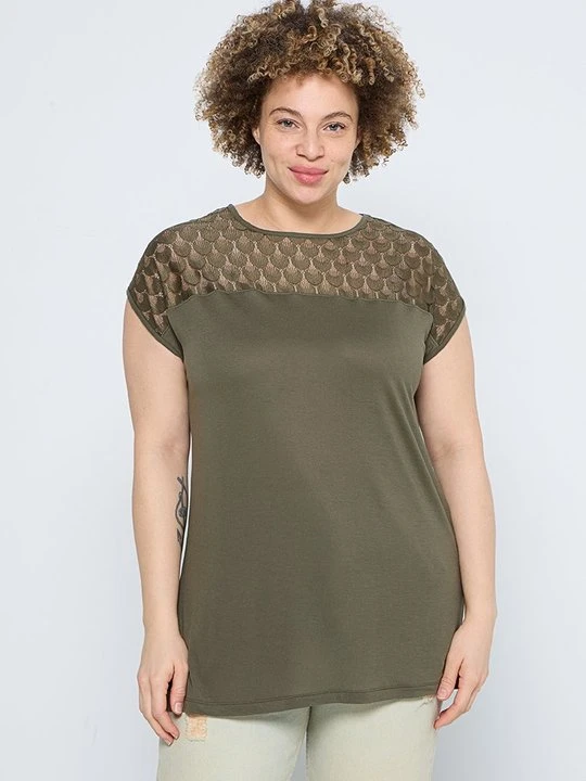Zdjęcie produktu T-shirt basic ONLY Carmakoma khaki