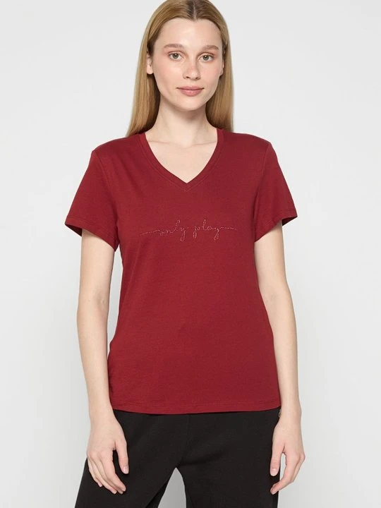 Zdjęcie produktu T-shirt basic Only Play ciemnoczerwony