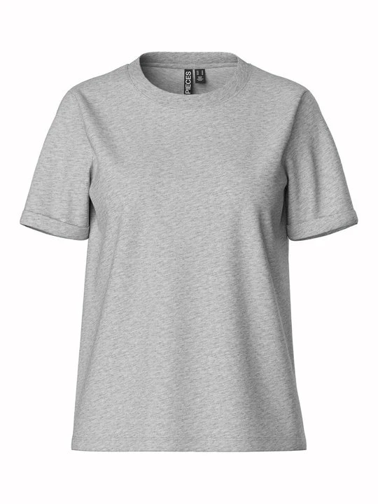 Zdjęcie produktu T-shirt basic Pieces jasnoszary melanż