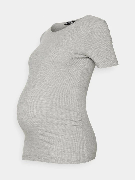 Zdjęcie produktu T-shirt basic Pieces jasnoszary melanż