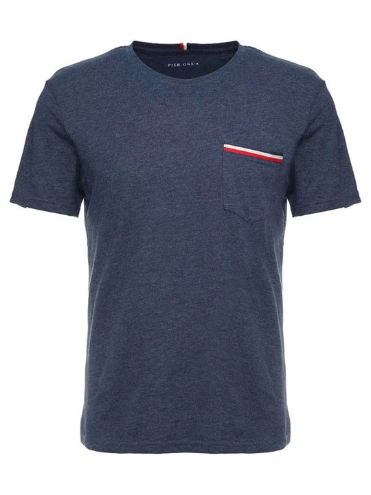Zdjęcie produktu T-shirt basic Pier One granatowy melanż