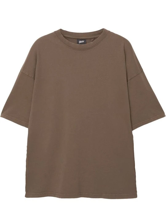 Zdjęcie produktu T-shirt basic PULL&BEAR ciemnobrązowy