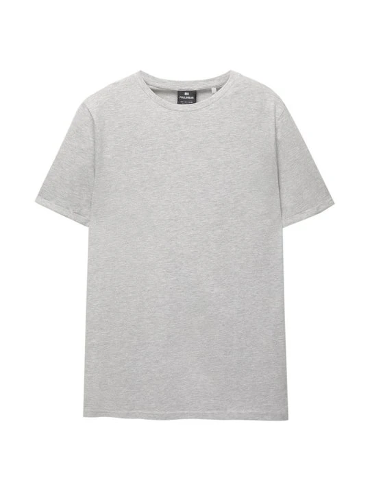Zdjęcie produktu T-shirt basic PULL&BEAR jasnoszary